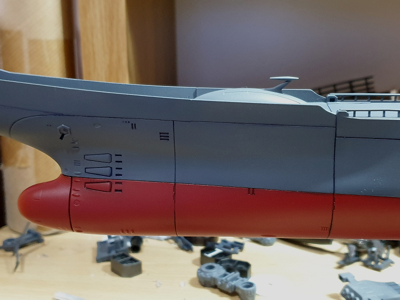 Space Yamato bow panel lines cleaned up