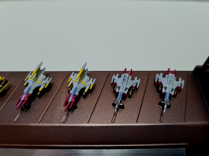 Space Yamato Cosmo Zero and Cosmo Tiger II fighters fitted to the base